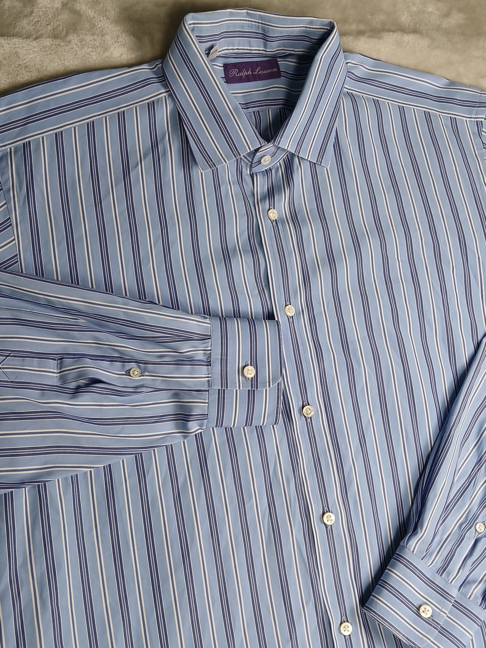 Ralph Lauren Purple Label Button Up Shirt 17.5 Men's Striped Made In Italy